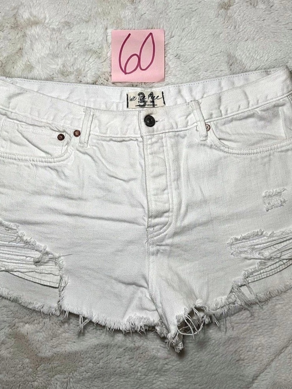Free People We The Free Distressed Jean Shorts in White Size 31